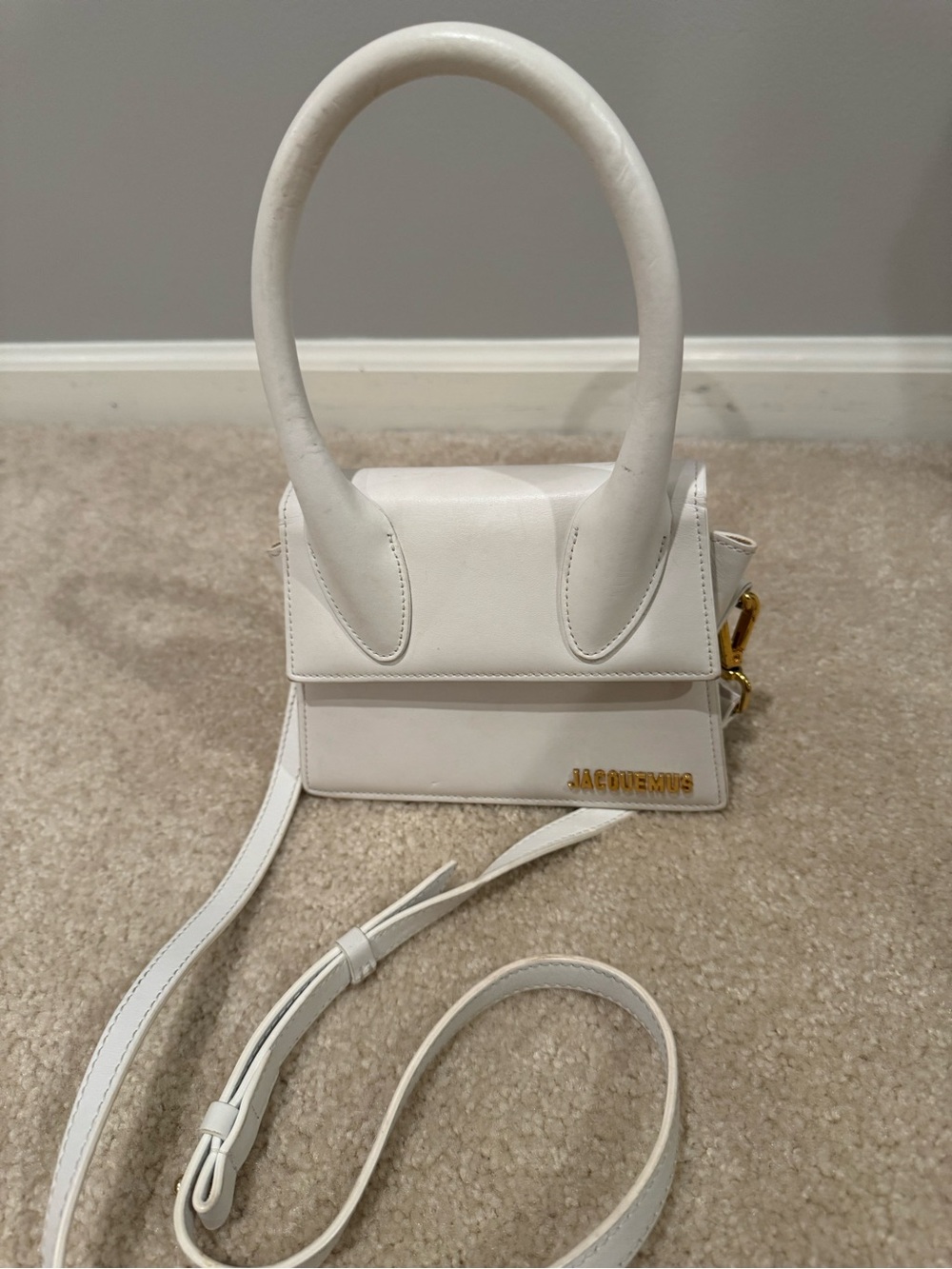 Jacquemus Cream Le Chiquito-Style Mini Bag with Gold Hardware